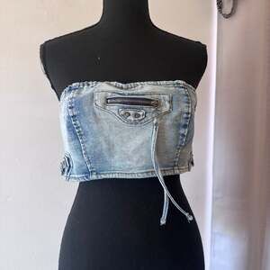 Rehab Lab Denim Corset Style Crop Top